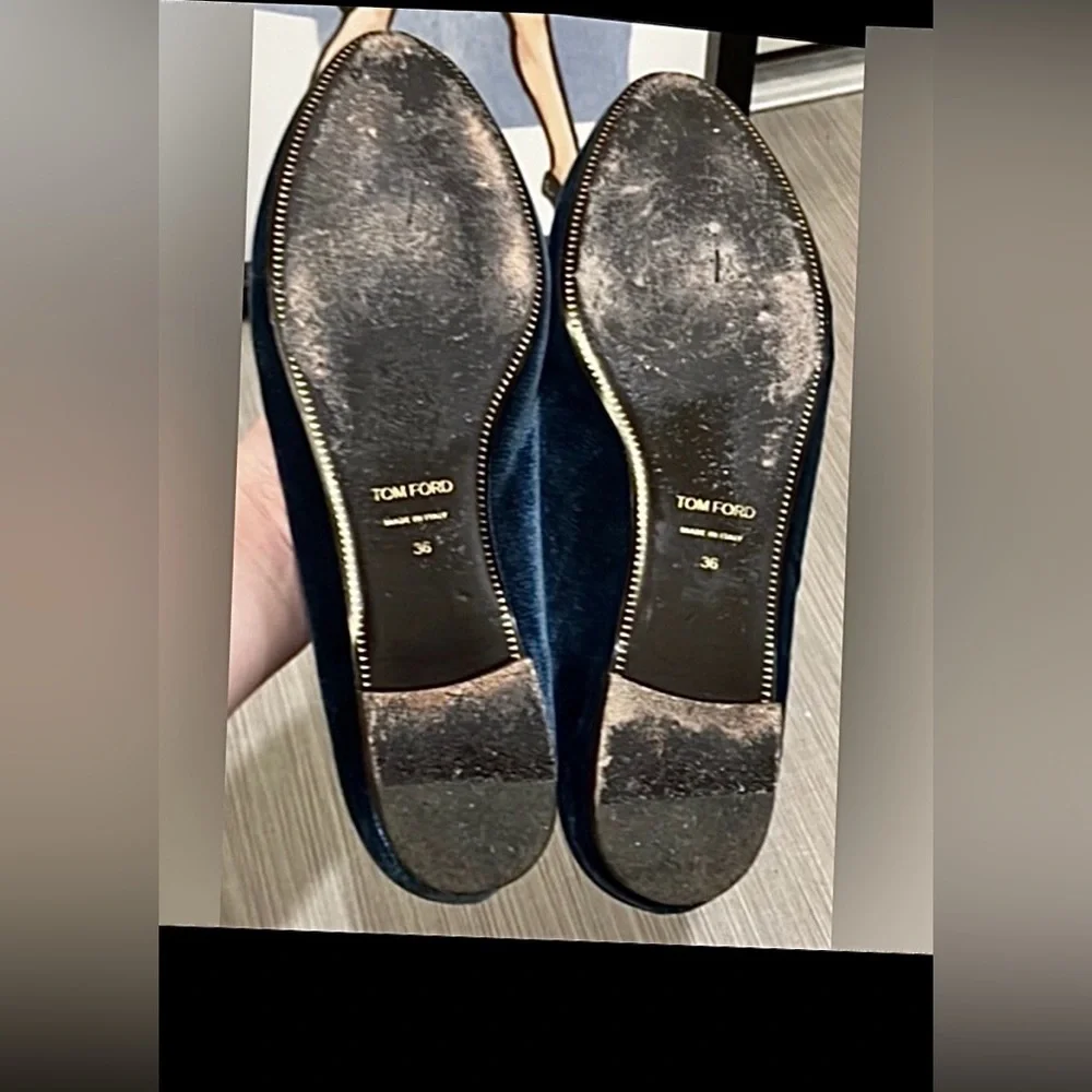 Tom Ford Velvet Bow Tie Flats Quilted Footbed Teal Blue EU /IT Size 36 = US  6.0